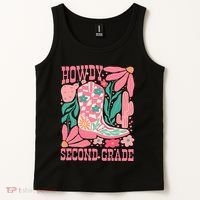 Howdy Second Grade Western 2nd Grade Teacher Cowboy Cowgirl Tank Top thumb 2