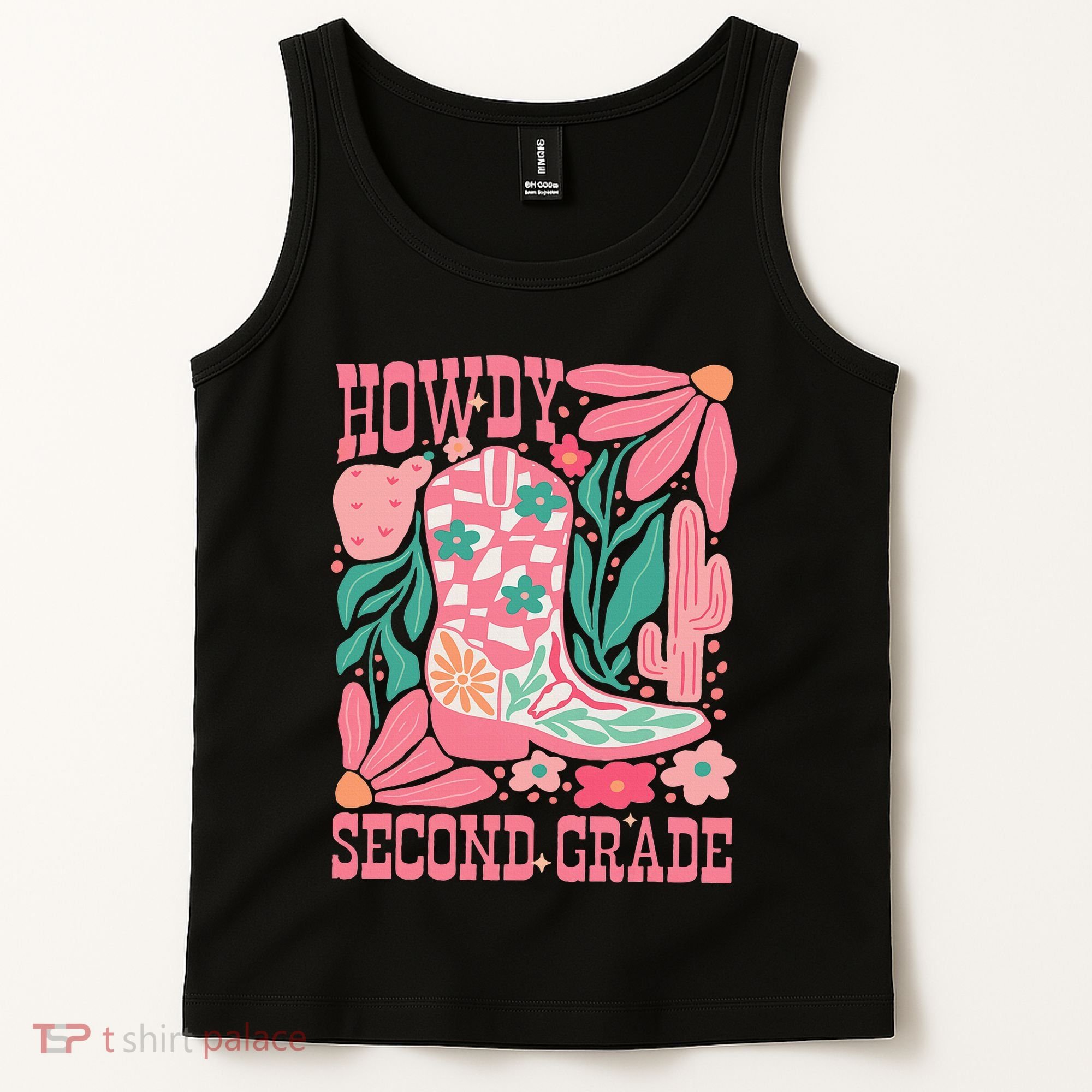 Howdy Second Grade Western 2nd Grade Teacher Cowboy Cowgirl Tank Top