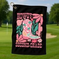 Howdy Second Grade Western 2nd Grade Teacher Cowboy Cowgirl Golf Towel thumb 1