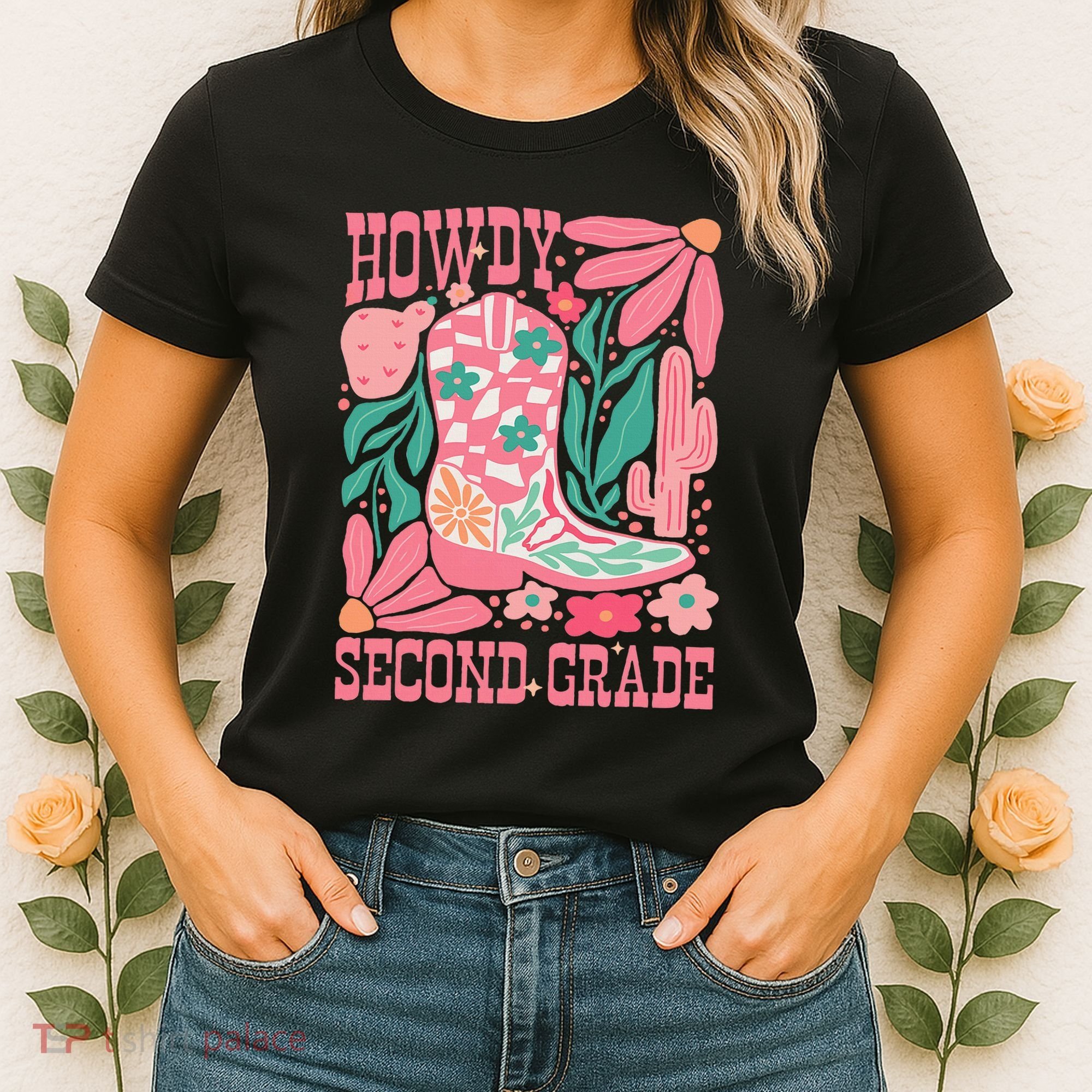 Howdy Second Grade Western 2nd Grade Teacher Cowboy Cowgirl Women's T-Shirt