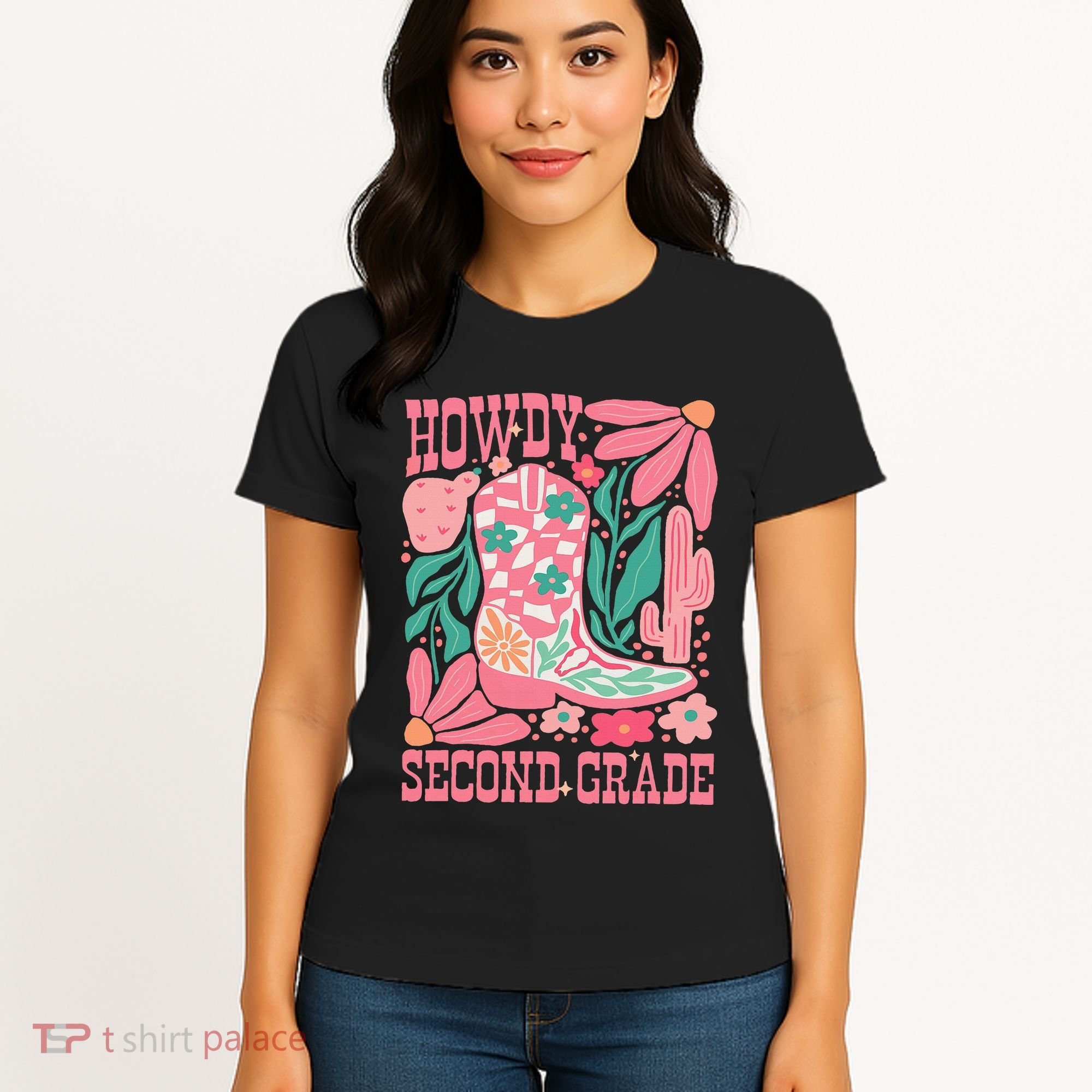Howdy Second Grade Western 2nd Grade Teacher Cowboy Cowgirl Women's T-Shirt