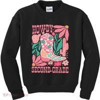 Howdy Second Grade Western 2nd Grade Teacher Cowboy Cowgirl Kids Sweatshirt thumb 0