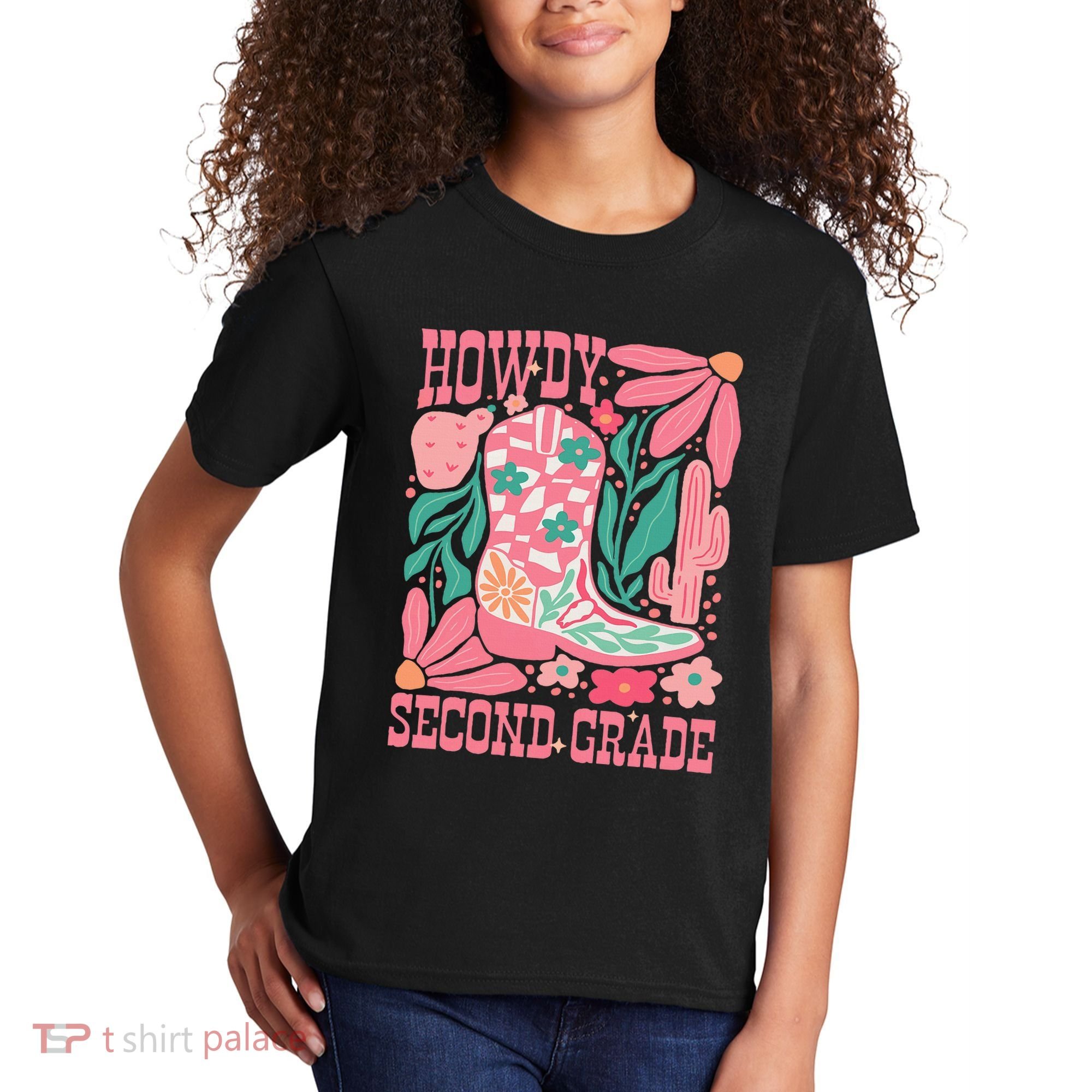 Howdy Second Grade Western 2nd Grade Teacher Cowboy Cowgirl Kids T-Shirt