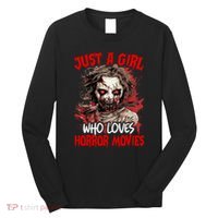 Halloween Scary Ghost Just A Girl Who Loves Horror Movie Long Sleeve Shirt thumb 0
