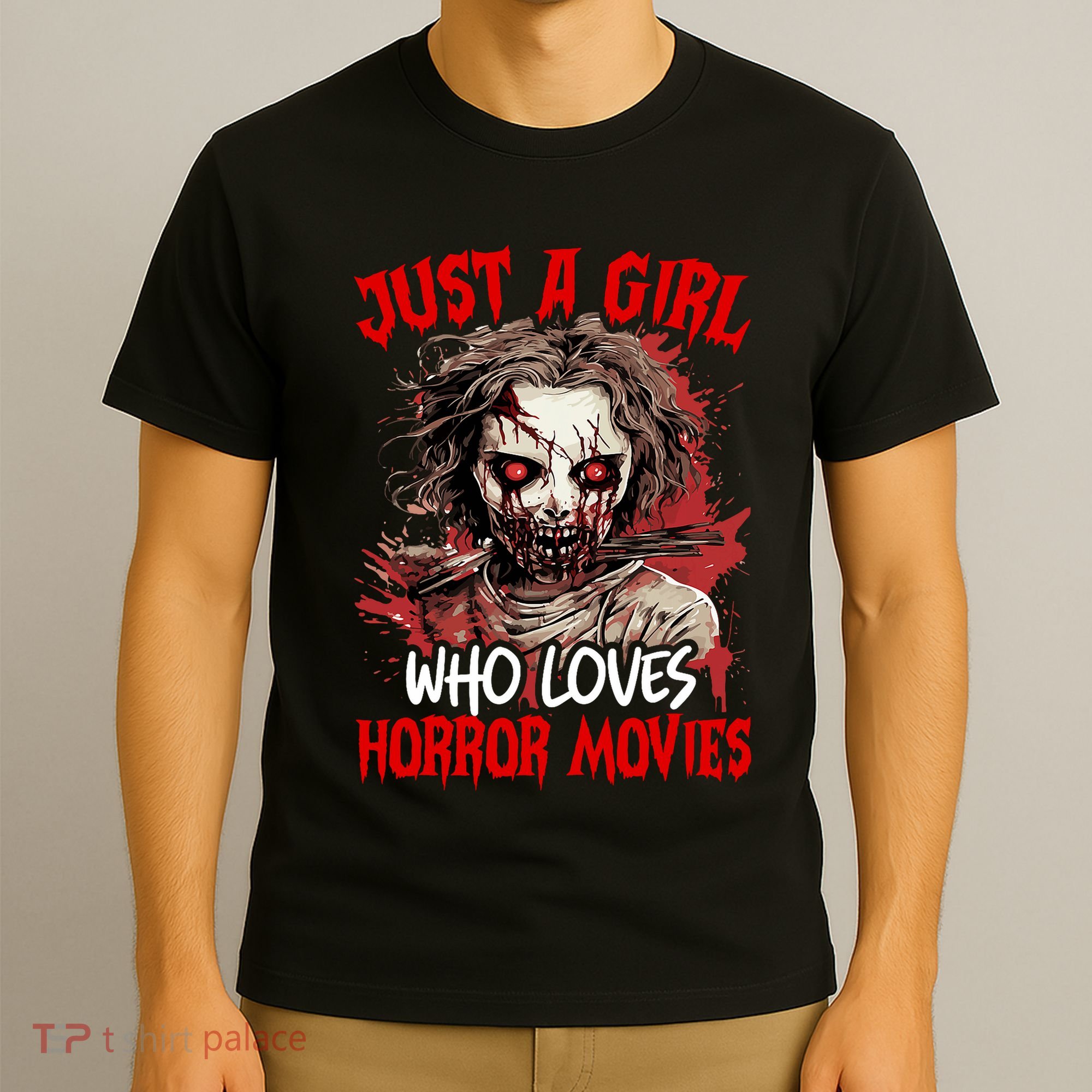 Halloween Scary Ghost Just A Girl Who Loves Horror Movie T-Shirt