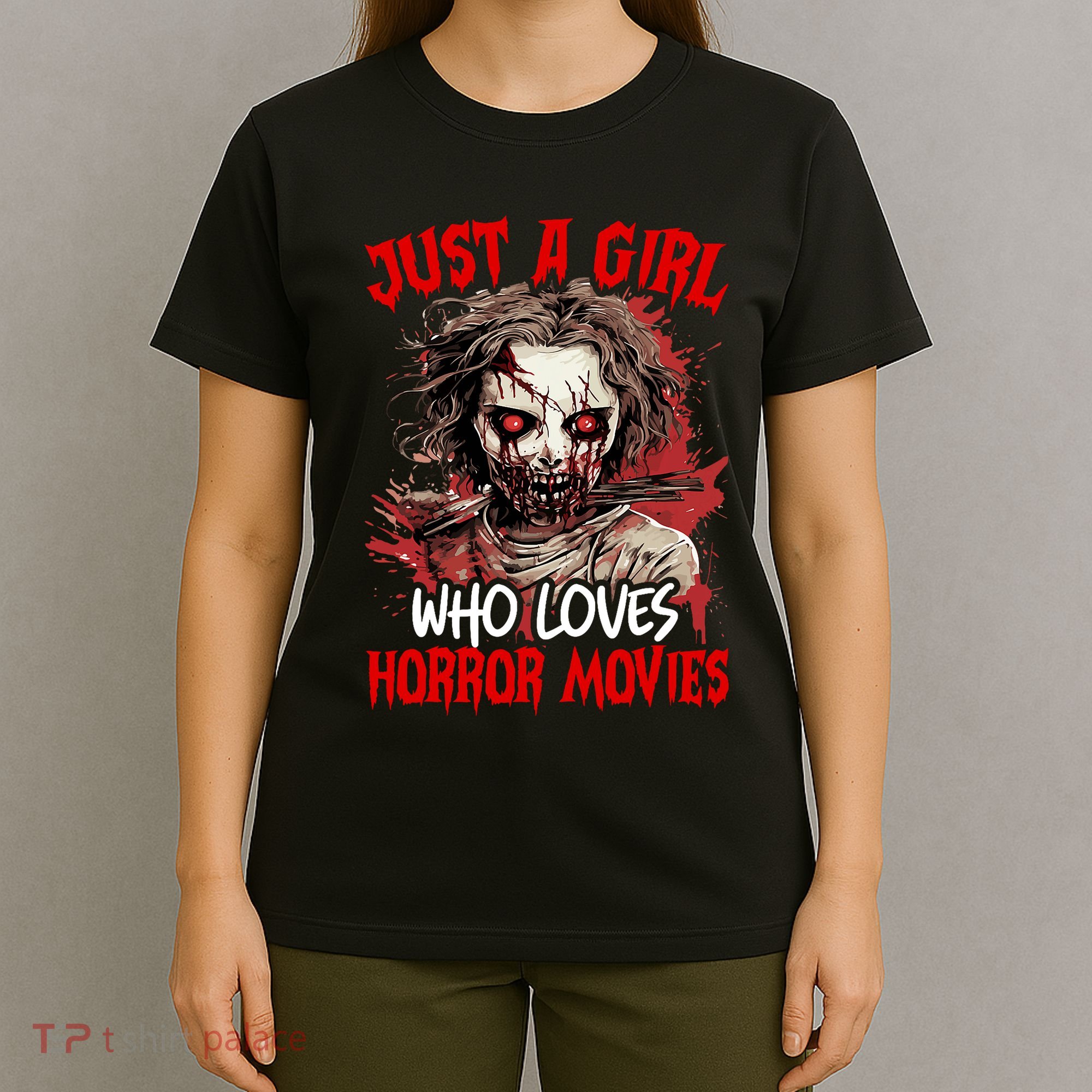 Halloween Scary Ghost Just A Girl Who Loves Horror Movie T-Shirt