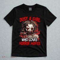 Halloween Scary Ghost Just A Girl Who Loves Horror Movie T-Shirt thumb 5