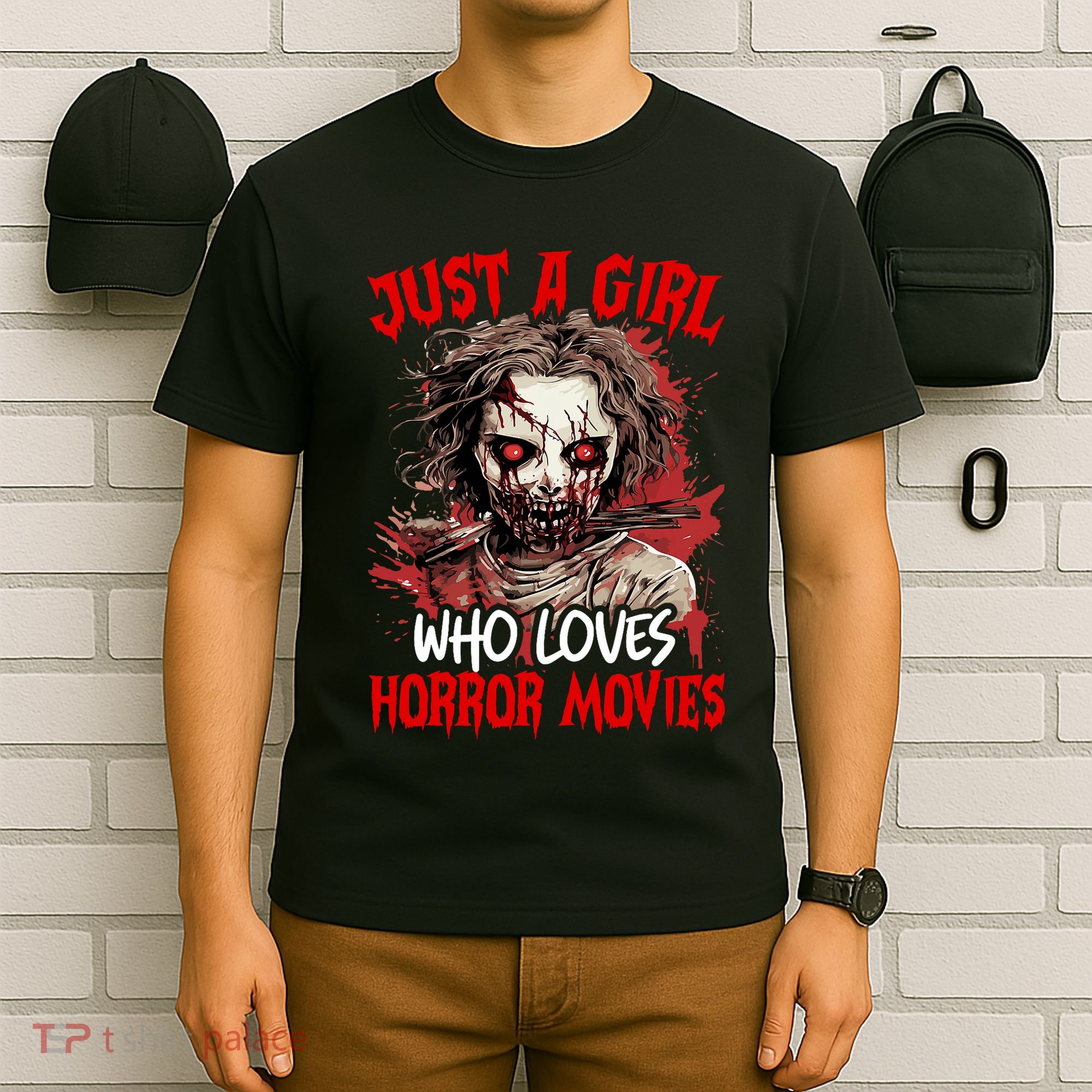 Halloween Scary Ghost Just A Girl Who Loves Horror Movie T-Shirt