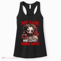 Halloween Scary Ghost Just A Girl Who Loves Horror Movie Women's Tank Top thumb 0