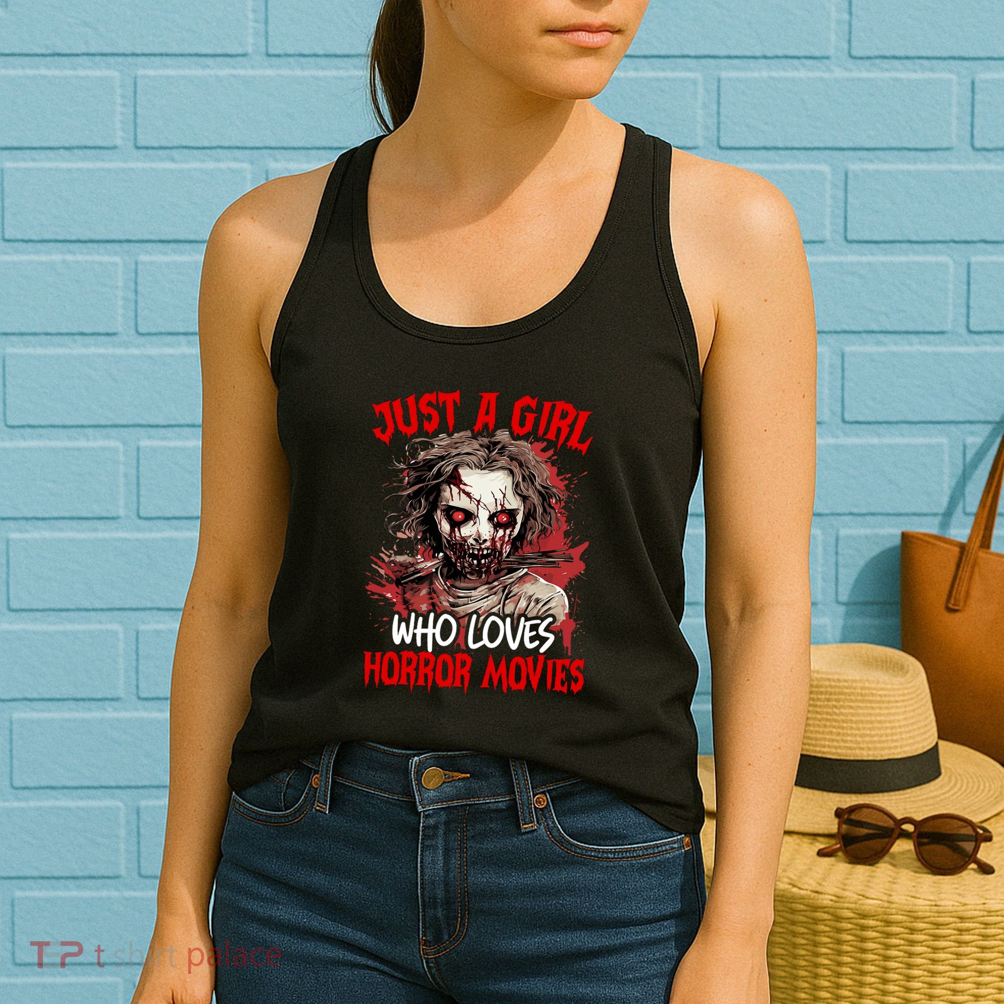 Halloween Scary Ghost Just A Girl Who Loves Horror Movie Women's Tank Top