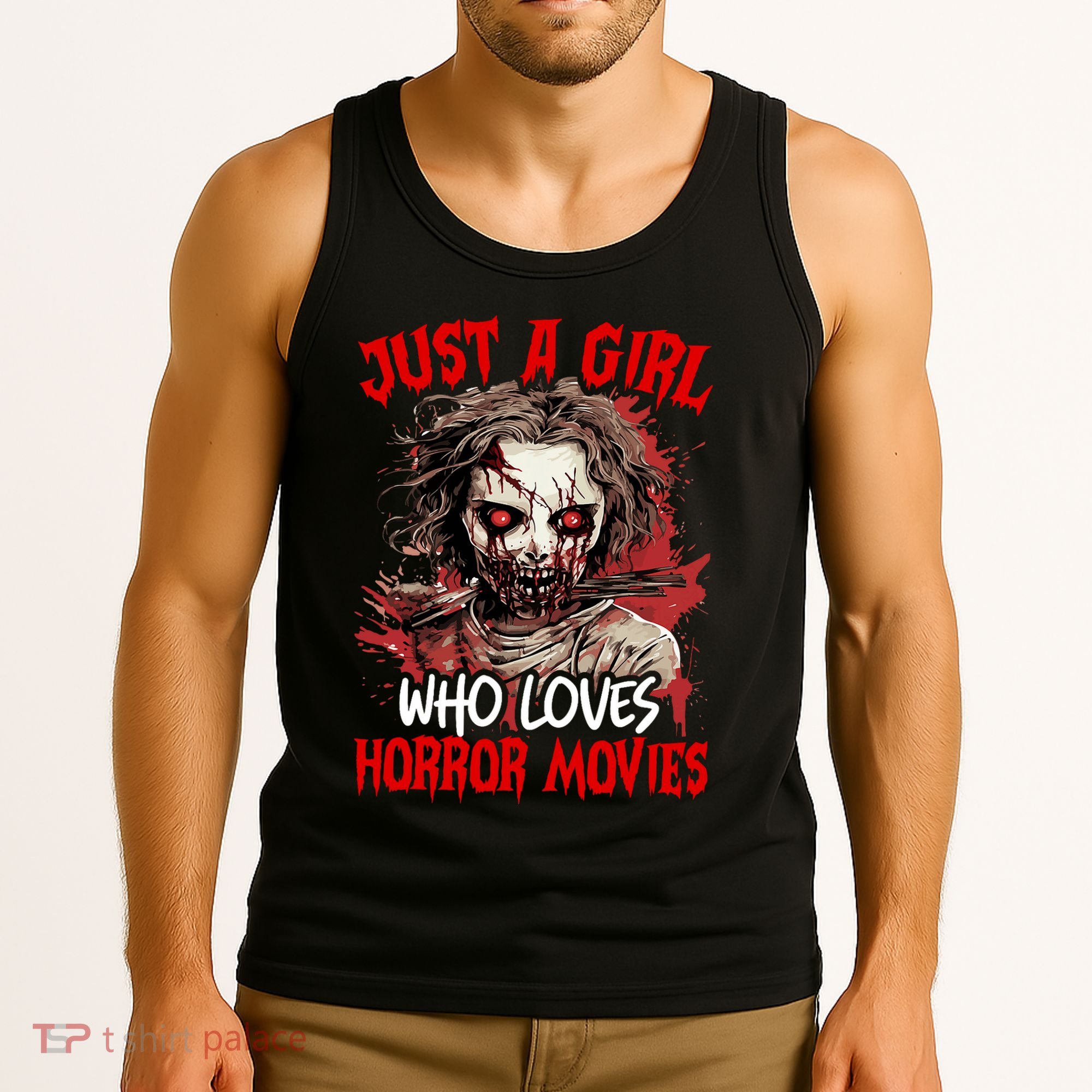 Halloween Scary Ghost Just A Girl Who Loves Horror Movie Tank Top