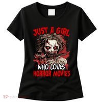 Halloween Scary Ghost Just A Girl Who Loves Horror Movie Women's T-Shirt thumb 0