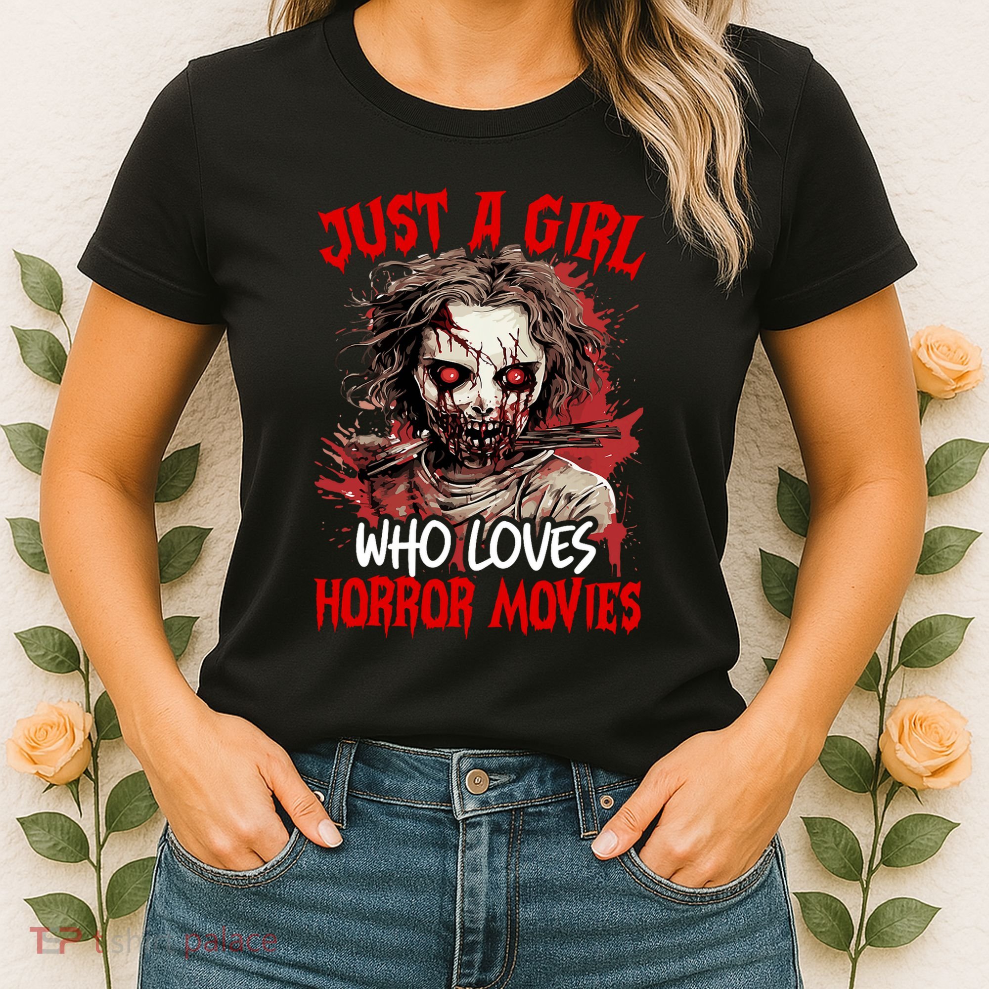 Halloween Scary Ghost Just A Girl Who Loves Horror Movie Women's T-Shirt