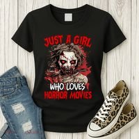 Halloween Scary Ghost Just A Girl Who Loves Horror Movie Women's T-Shirt thumb 3