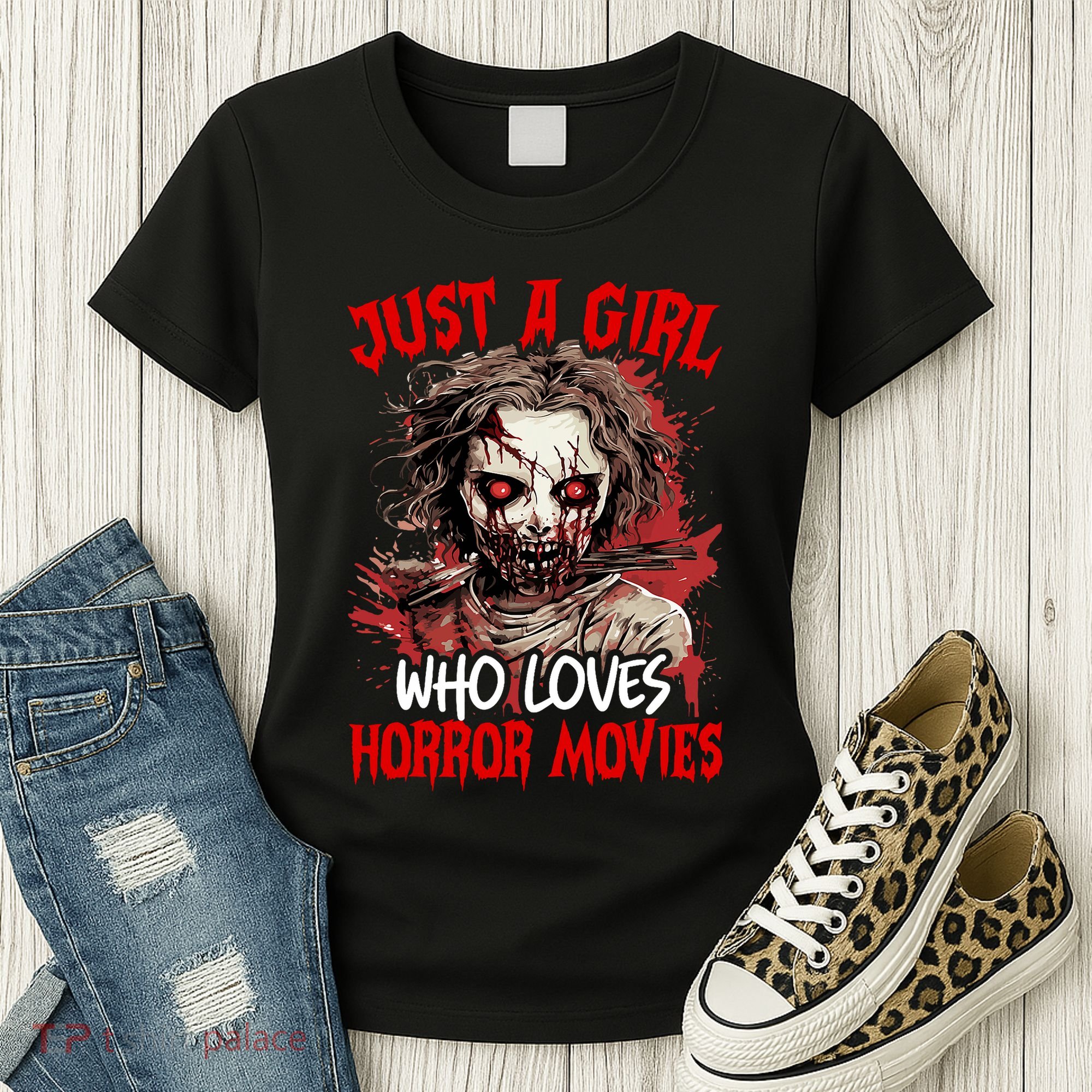 Halloween Scary Ghost Just A Girl Who Loves Horror Movie Women's T-Shirt