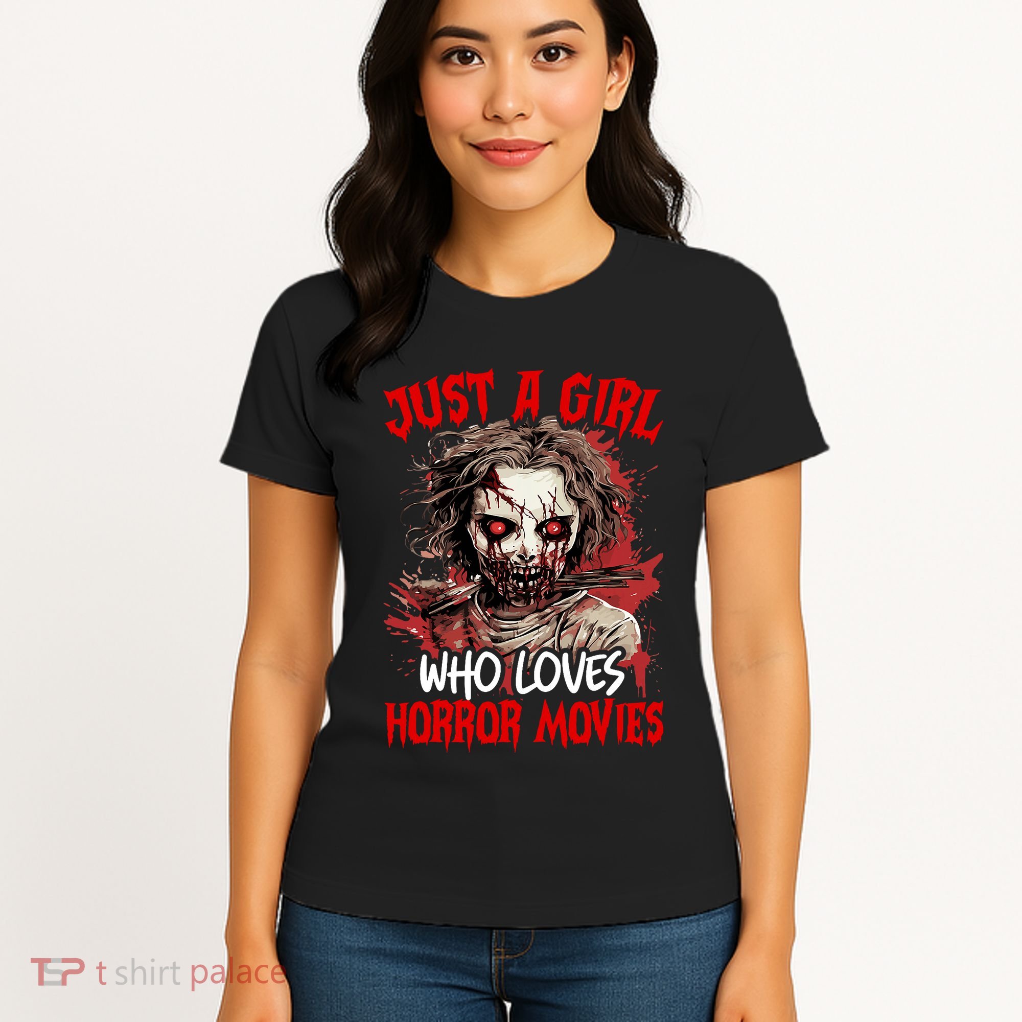 Halloween Scary Ghost Just A Girl Who Loves Horror Movie Women's T-Shirt