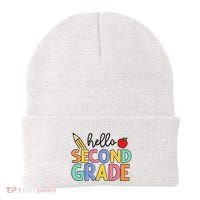 Hello Second Grade Team 2nd Grade Back To School Teacher Beanie thumb 0