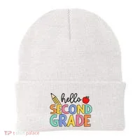 Hello Second Grade Team 2nd Grade Back To School Teacher Beanie thumb 0