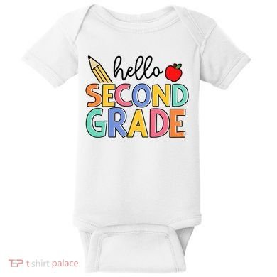 Hello Second Grade Team 2nd Grade Back To School Teacher Baby Bodysuit