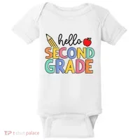 Hello Second Grade Team 2nd Grade Back To School Teacher Baby Bodysuit thumb 0