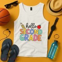 Hello Second Grade Team 2nd Grade Back To School Teacher Tank Top thumb 4
