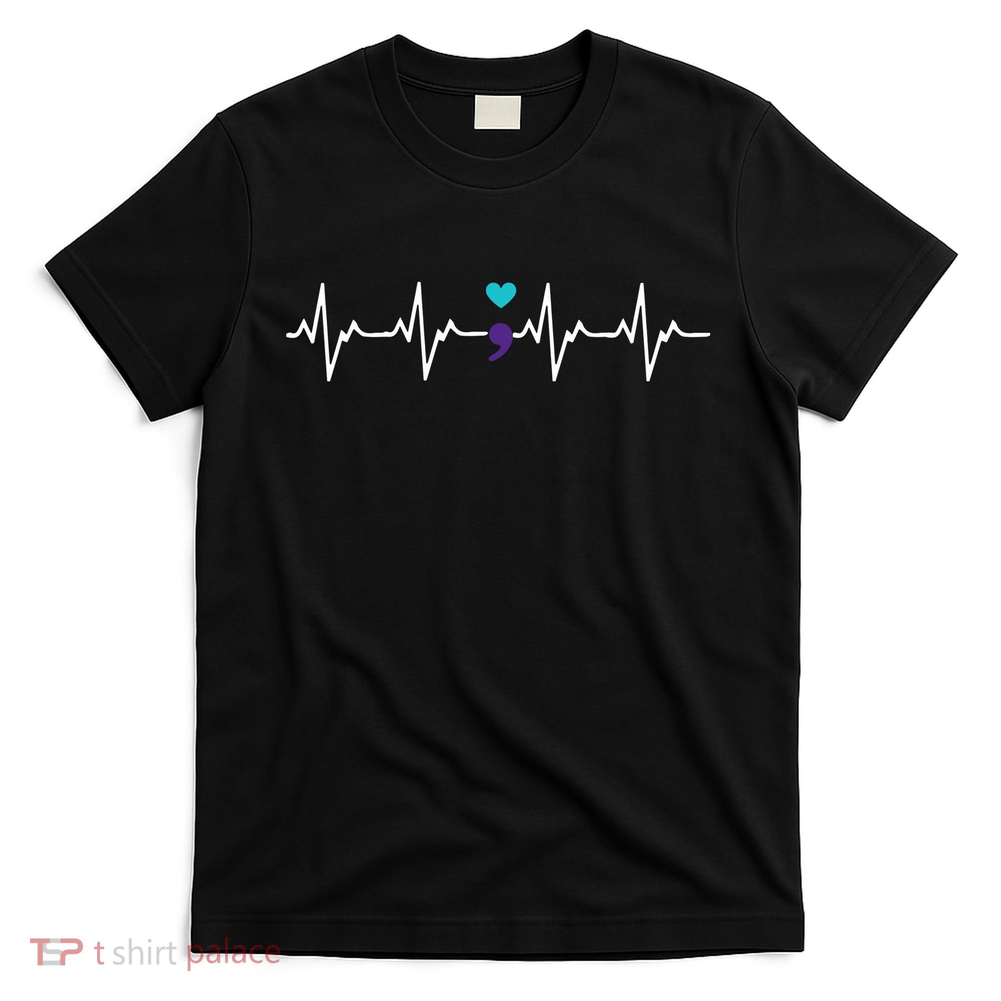 HeartBeat Semicolon Gift Suicide Prevention Awareness T-Shirt