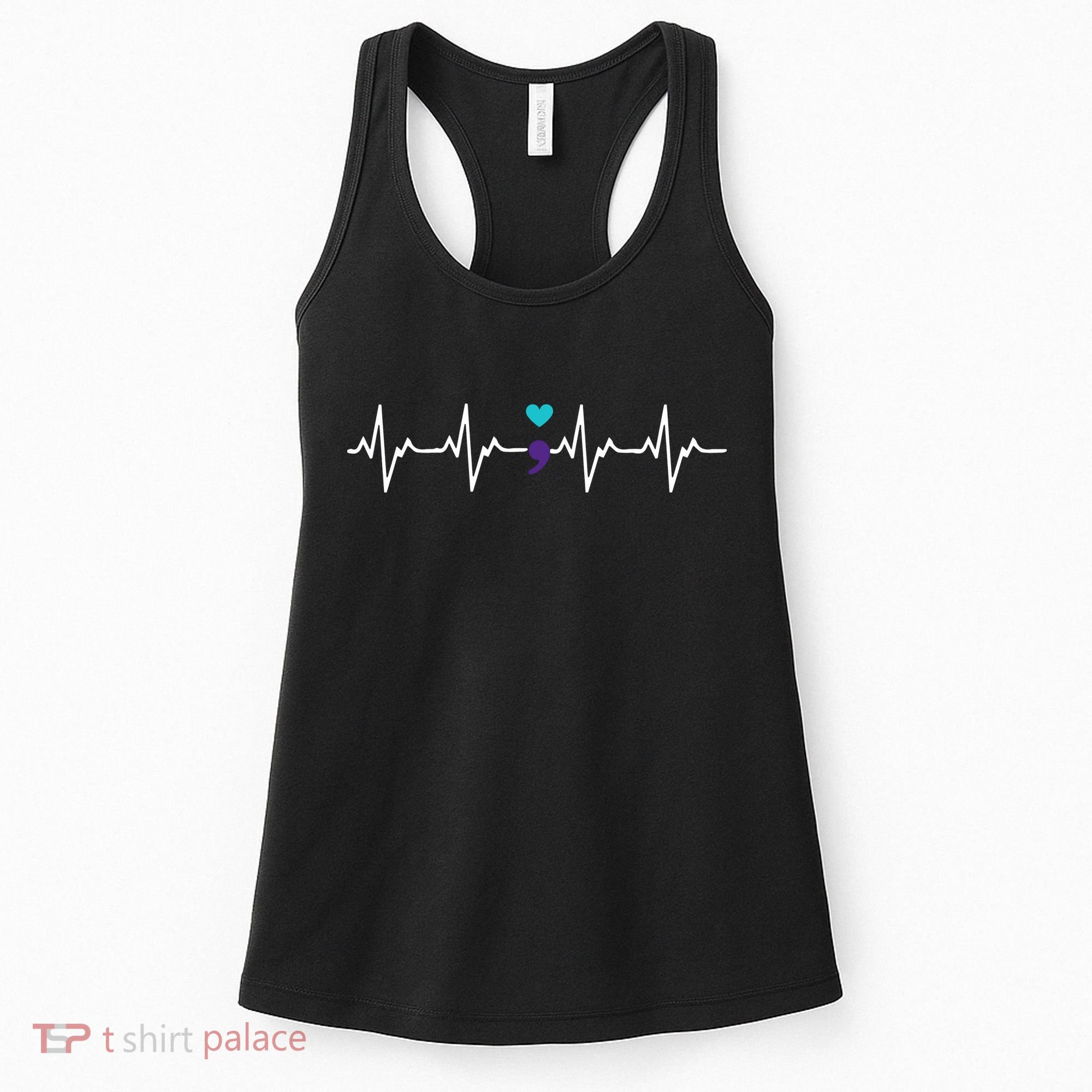 HeartBeat Semicolon Gift Suicide Prevention Awareness Women's Tank Top