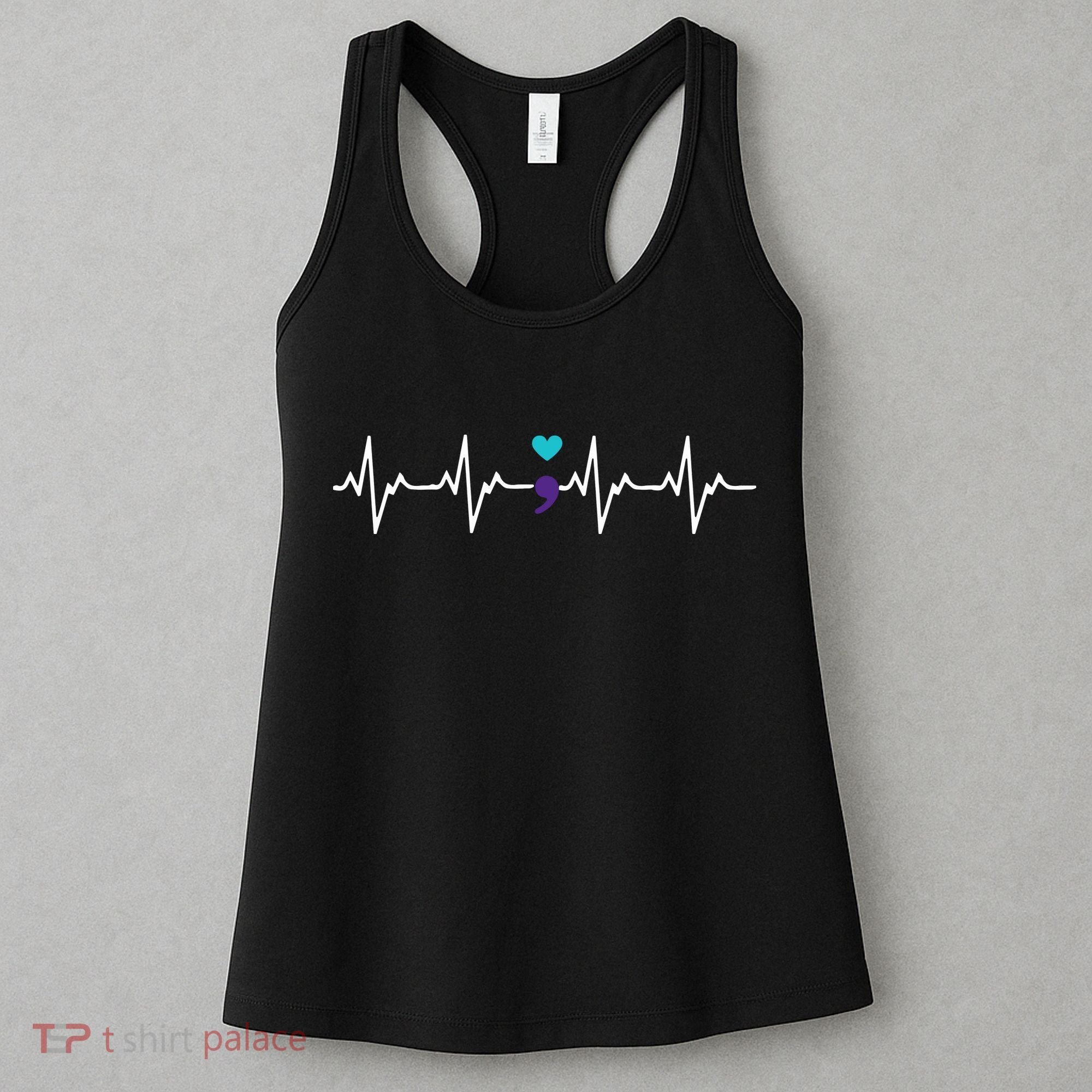 HeartBeat Semicolon Gift Suicide Prevention Awareness Women's Tank Top