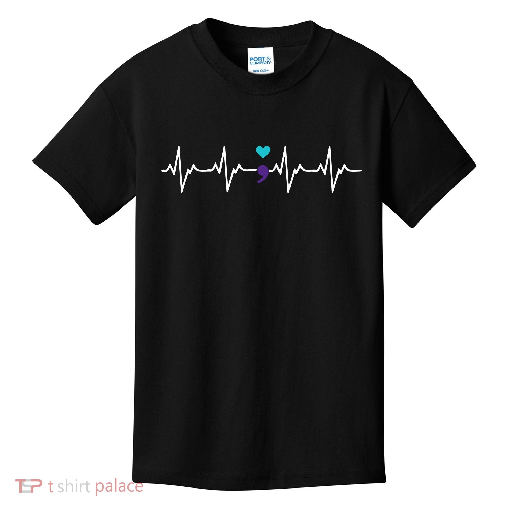 HeartBeat Semicolon Gift Suicide Prevention Awareness Kids T-Shirt