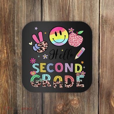 Hello Second Grade 2nd Grade First Day Of School Gift Coaster