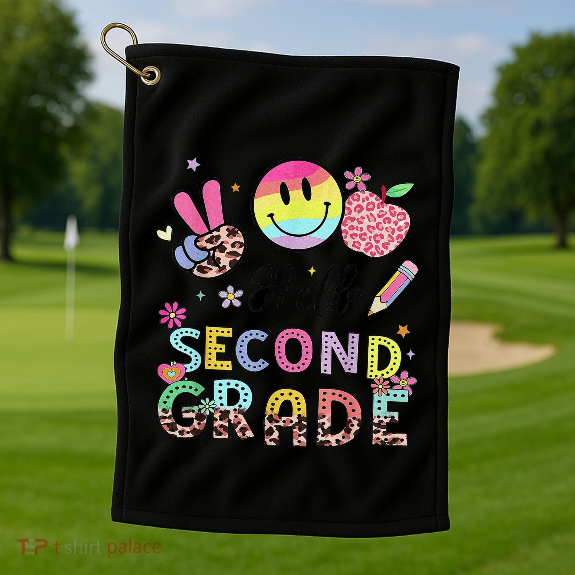 Hello Second Grade 2nd Grade First Day Of School Gift Golf Towel