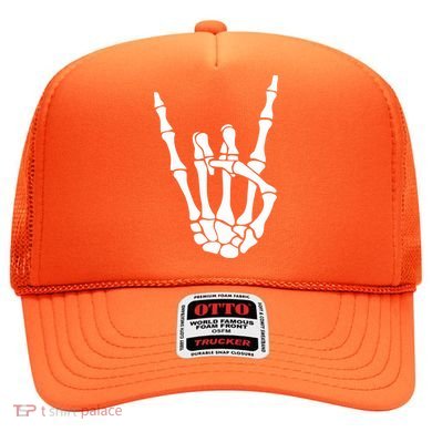 Halloween Skeleton Hand Horns Rock N Roll Funny Music Lover Hat
