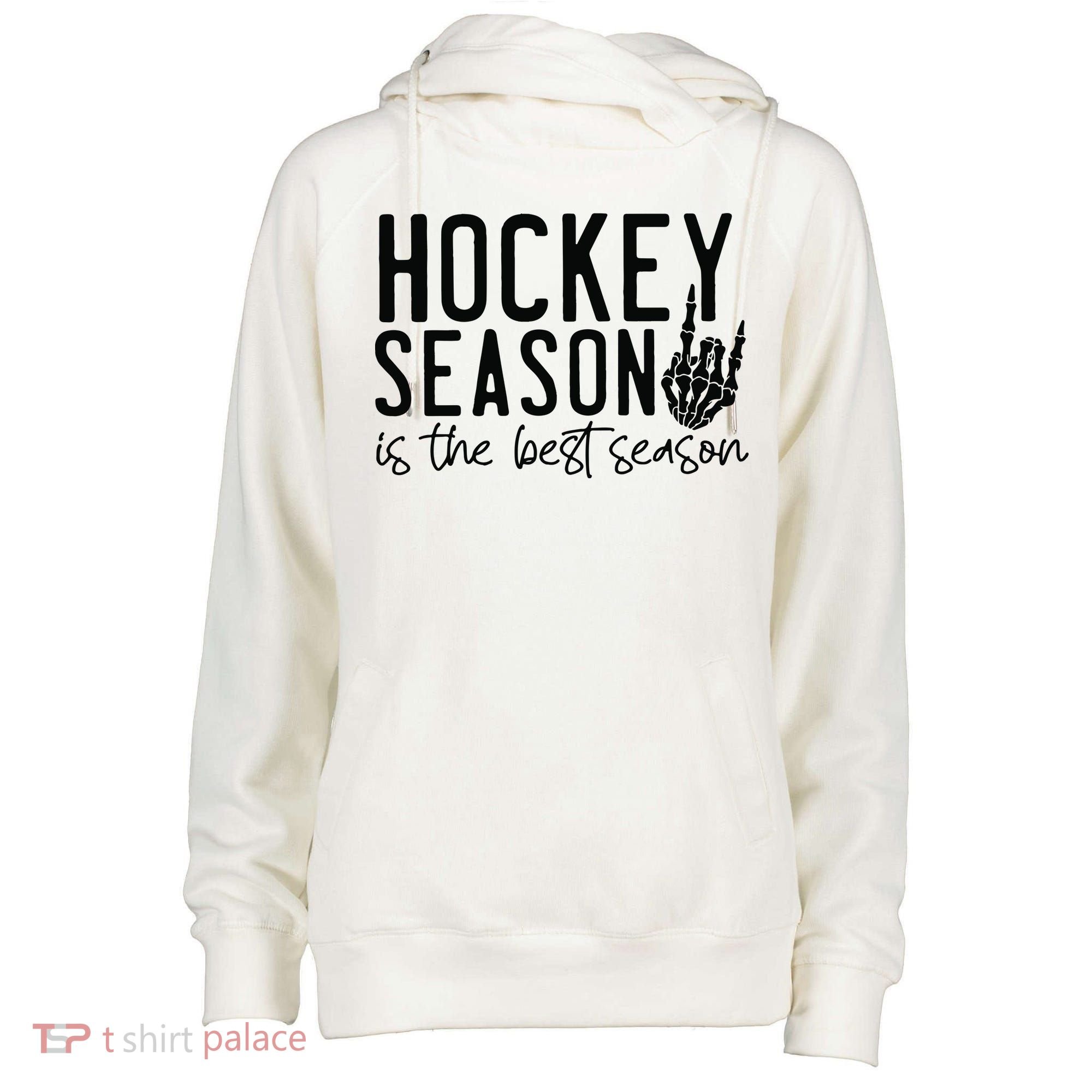 Hockey Season Womens Funnel Neck Pullover Hood