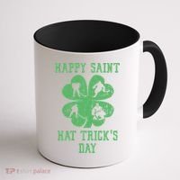 Happy Saint Hat Trick's Day St Patricks Day Funny Ice Hockey Cool Gift Coffee Mug thumb 1