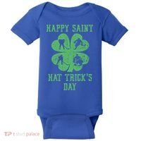 Happy Saint Hat Trick's Day St Patricks Day Funny Ice Hockey Cool Gift Baby Bodysuit thumb 0