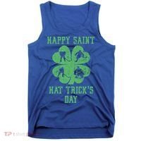 Happy Saint Hat Trick's Day St Patricks Day Funny Ice Hockey Cool Gift Tank Top thumb 0