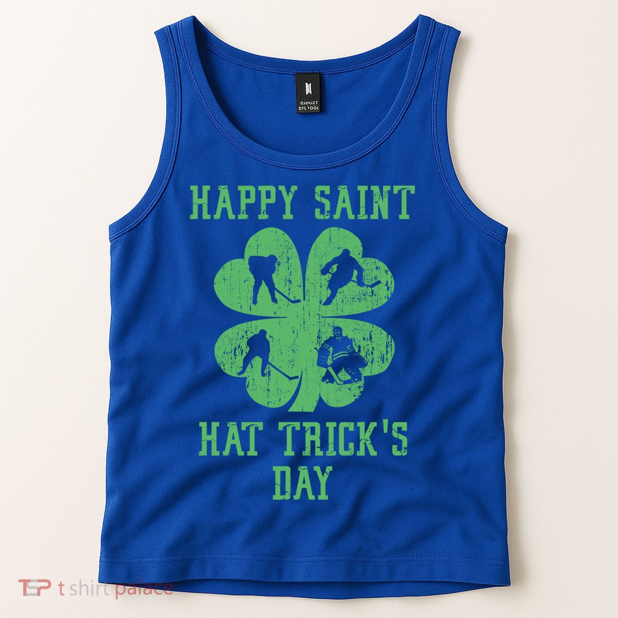 Happy Saint Hat Trick's Day St Patricks Day Funny Ice Hockey Cool Gift Tank Top