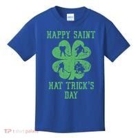 Happy Saint Hat Trick's Day St Patricks Day Funny Ice Hockey Cool Gift Kids T-Shirt thumb 0