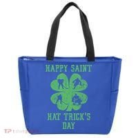 Happy Saint Hat Trick's Day St Patricks Day Funny Ice Hockey Cool Gift Tote Bag thumb 0