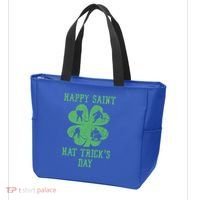 Happy Saint Hat Trick's Day St Patricks Day Funny Ice Hockey Cool Gift Tote Bag thumb 3