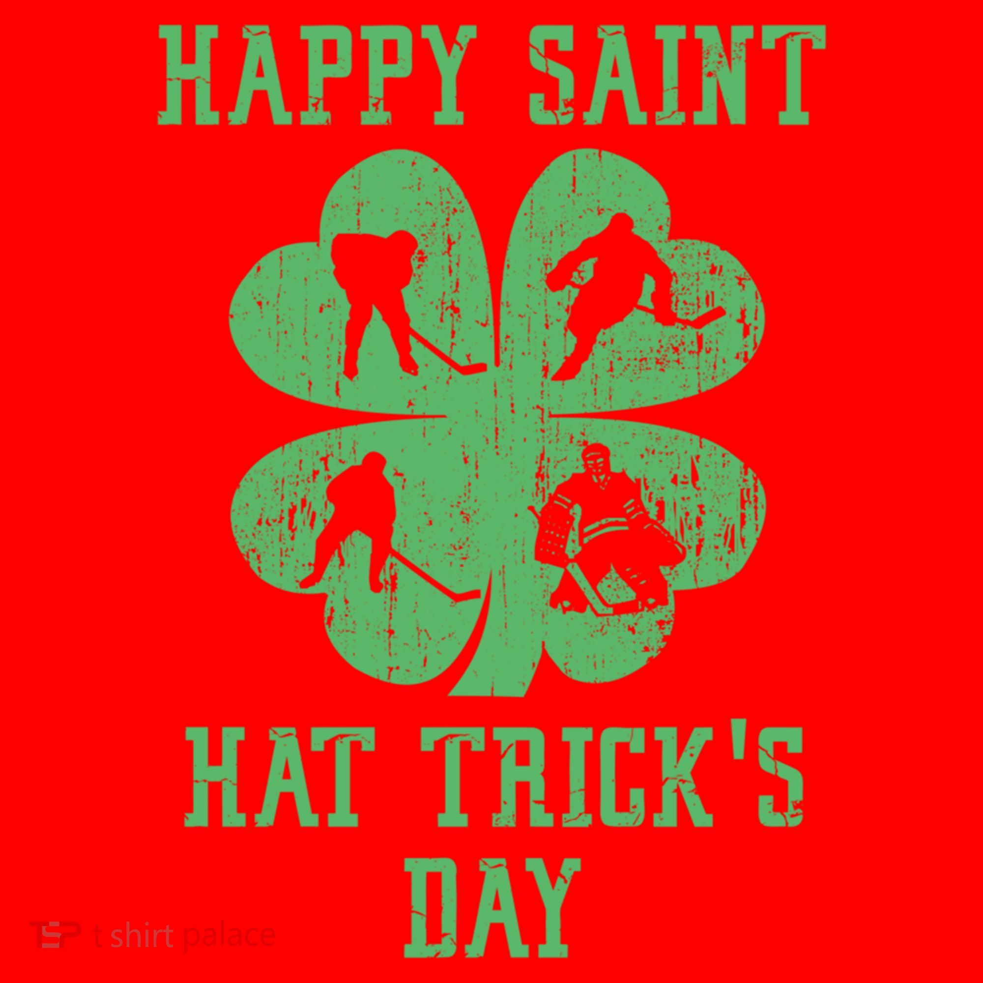 Happy Saint Hat Trick's Day St Patricks Day Funny Ice Hockey Cool Gift Santa Hat
