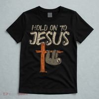 Hanging Sloth Hold On To Jesus God Christian T-Shirt thumb 5