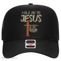 Hanging Sloth Hold On To Jesus God Christian Hat thumb 0