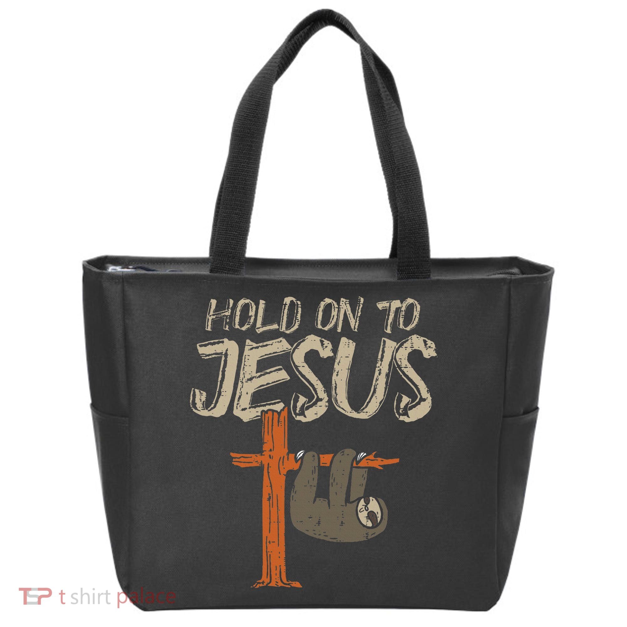 Hanging Sloth Hold On To Jesus God Christian Tote Bag
