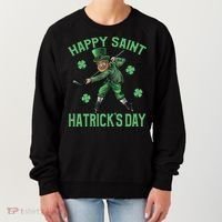 Happy Saint Hatricks Day St Patrick's Day Hockey Leprechaun Gift Women's Sweatshirt thumb 0