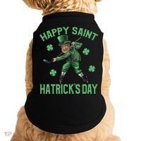 Happy Saint Hatricks Day St Patrick's Day Hockey Leprechaun Gift Doggie Tank thumb 0