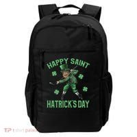Happy Saint Hatricks Day St Patrick's Day Hockey Leprechaun Gift Backpack thumb 0