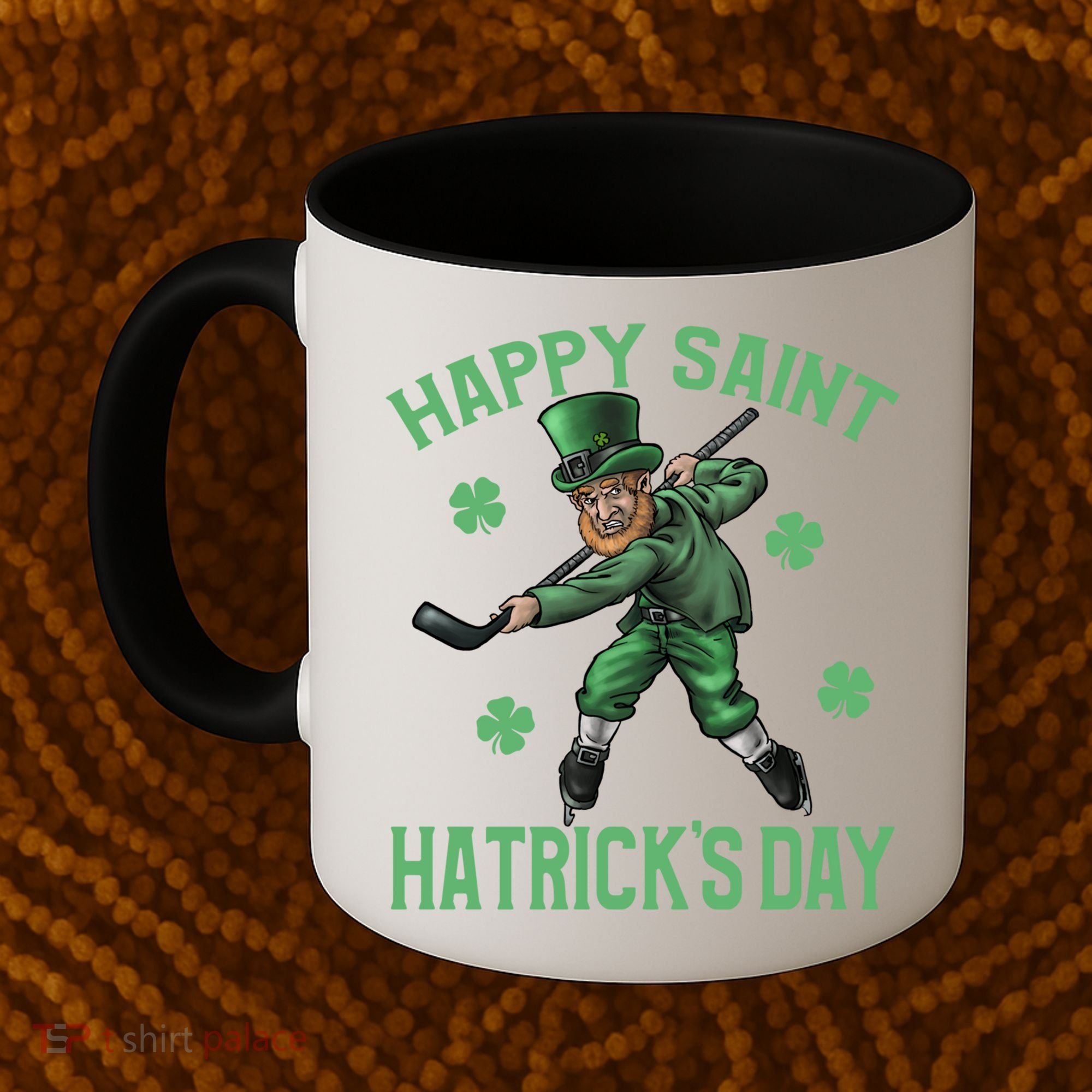 Happy Saint Hatricks Day St Patrick's Day Hockey Leprechaun Gift Coffee Mug