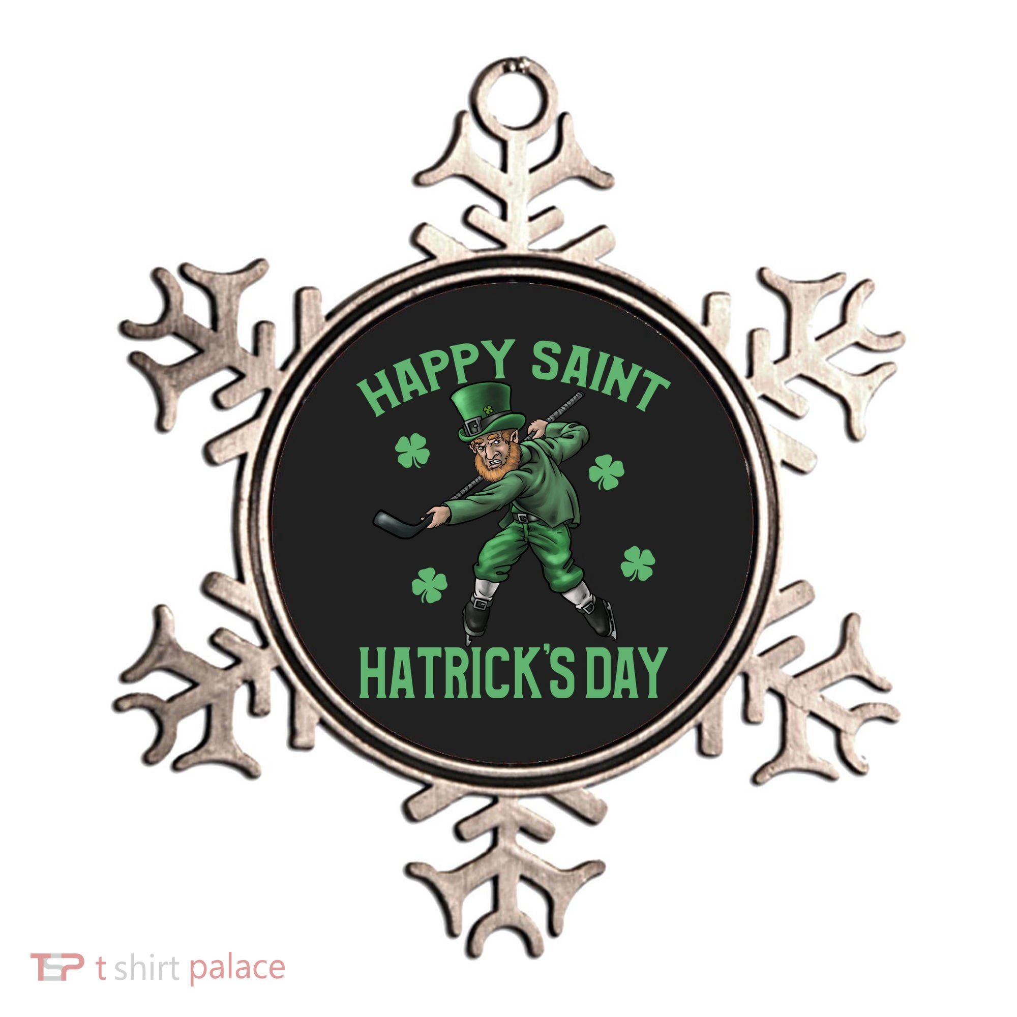 Happy Saint Hatricks Day St Patrick's Day Hockey Leprechaun Gift Ornament