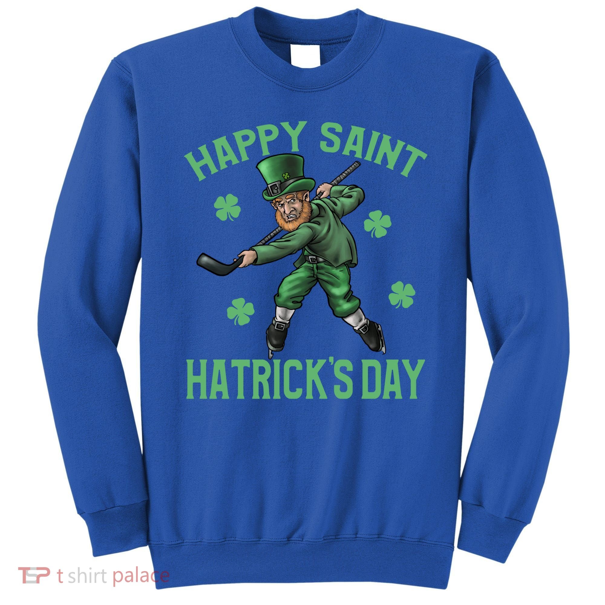 Happy Saint Hatricks Day St Patrick's Day Hockey Leprechaun Gift Sweatshirt